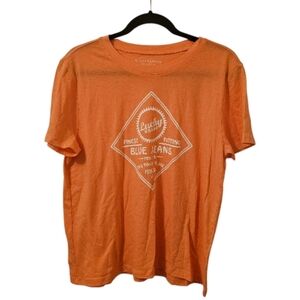 Orange and White Lucky Brand Women's Graphic T-Shirt 
